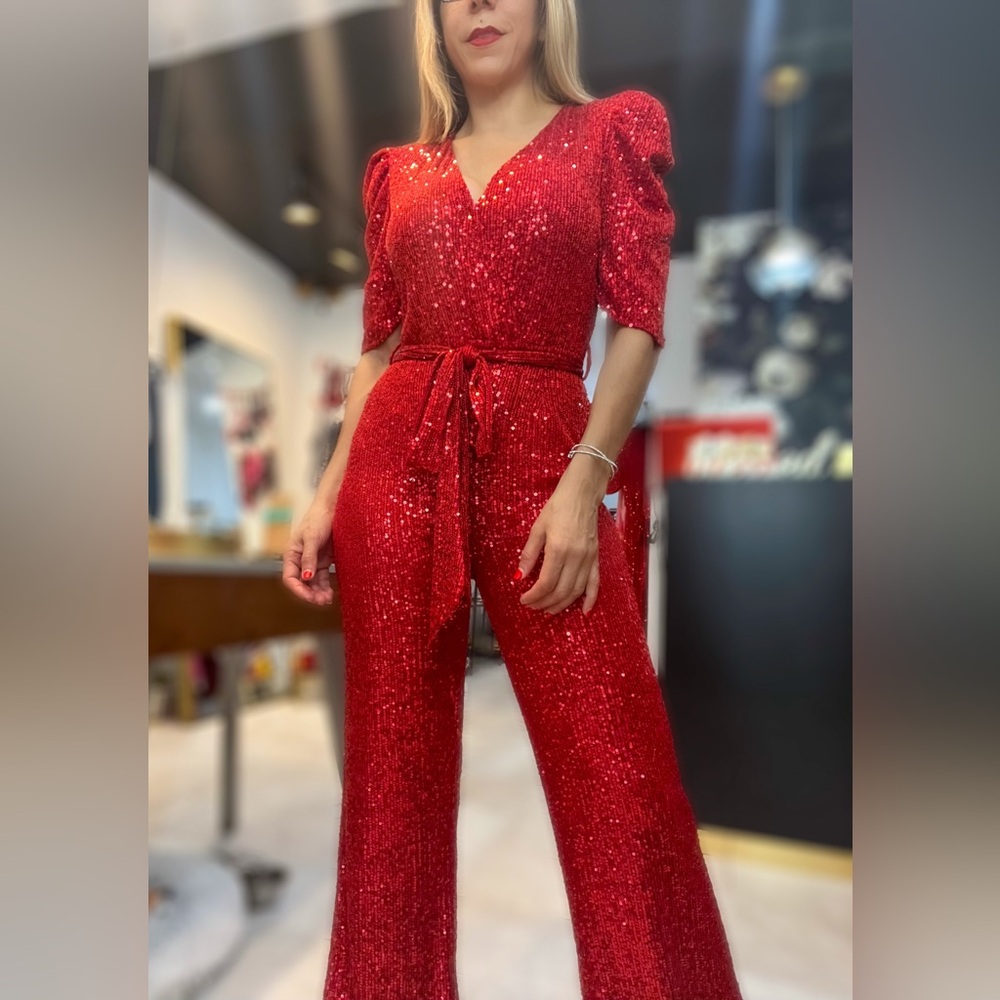 Red Sequin Jumpsuit